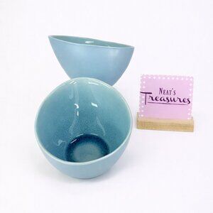 ASA Selection Germany A LA PLAGE Turquoise Crackled Handmade Cereal Bowls Set 2